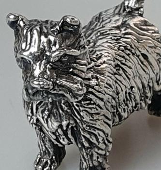 Handarbeit: Hundefigur -Terrier- aus reinem Silber 999,9er, Gewicht: 26,2g