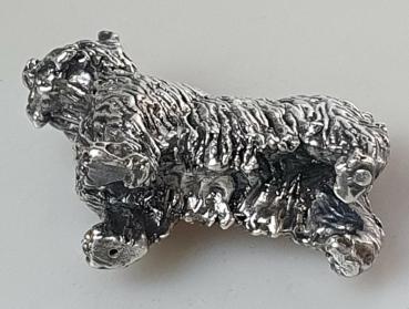 Handarbeit: Hundefigur -Terrier- aus reinem Silber 999,9er, Gewicht: 26,2g