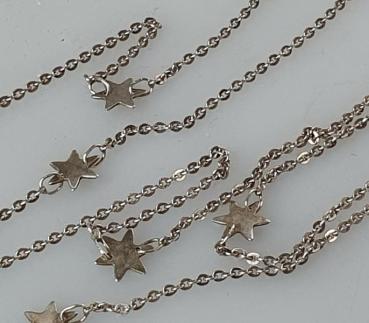 Lange Ankerhalskette mit Sternen aus 835er Silber, Länge: 81,0 cm, Gewicht: 4,8g