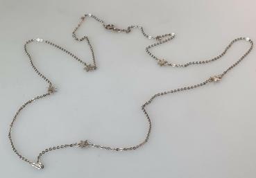 Lange Ankerhalskette mit Sternen aus 835er Silber, Länge: 81,0 cm, Gewicht: 4,8g