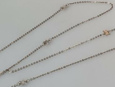Lange Ankerhalskette mit Sternen aus 835er Silber, Länge: 81,0 cm, Gewicht: 4,8g