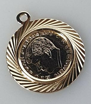 John F. Kennedy Anhänger, 585er Gold, Gewicht: 3,3g