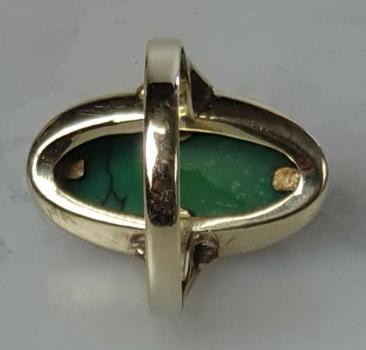 Preview: Vintage Schmucksteinring mit grünem Stein aus 585er Gold, Größe 52, Gewicht: 3,7g