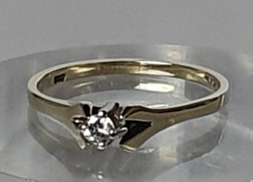 Diamantsoltitär mit 0.08 Karat aus 585er Gold, Größe 54, Gewicht: 2,2g