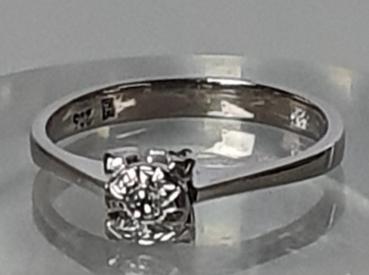 Diamantsoltitär mit 0.10 Karat aus 585er Weißgold, Größe 51, Gewicht: 2,3g