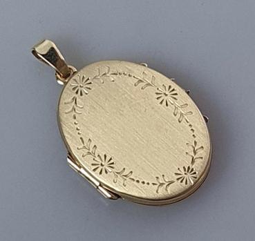 Ovaler Foto Medaillon Anhänger aus 585er Gold, Gewicht: 5,2g