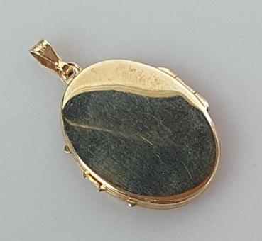 Ovaler Foto Medaillon Anhänger aus 585er Gold, Gewicht: 5,2g