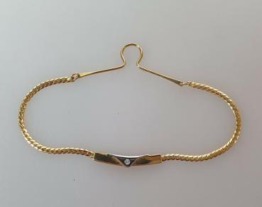 Krawattenhalter mit kleinem Diamanten aus 585er Gold, Gewicht: 3,2g