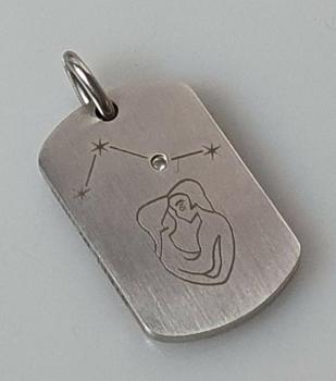 Dog Tag Anhänger -Sternzeichen Zwilling- von Christ aus Edelstahl