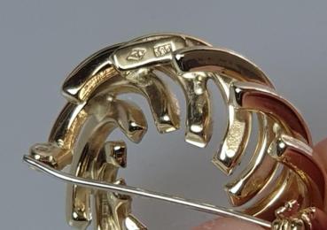 Preview: Tricolor Rundbrosche aus 585er Gold, Gewicht: 9,5g