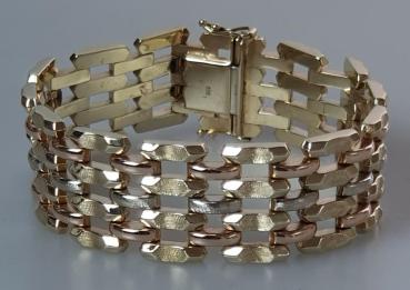 Tricolor Gliederarmband aus 585er Gold, Länge 19,0 cm, Gewicht: 35,7g