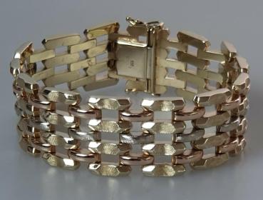 Preview: Tricolor Gliederarmband aus 585er Gold, Länge 19,0 cm, Gewicht: 35,7g