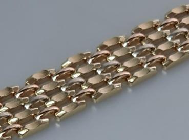 Tricolor Gliederarmband aus 585er Gold, Länge 19,0 cm, Gewicht: 35,7g