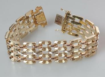 Tricolor Gliederarmband aus 585er Gold, Länge 19,0 cm, Gewicht: 35,7g