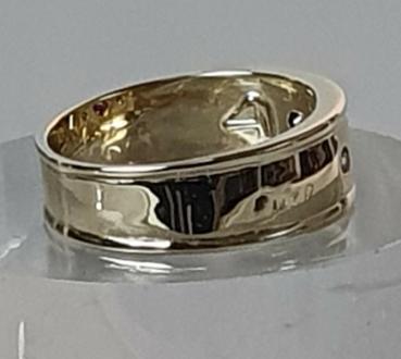 Preview: Schmucksteinring mit Rubin und Diamanten, 585 Gold, Größe 60, Gewicht: 6,0g