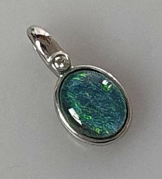 Opal Schmuckstein Kettenanhänger, 925er Sterlingsilber, Gewicht: 1,3g Mod.1