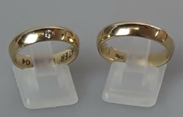 Preview: Trauring/Ehering Set , Damenring mit Diamant, Größe 55 & 61, NP 2.790,- €