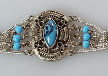 Preview: Neo Vintage Armband mit Schmucksteinen aus 800er Silber, Länge: 18,0 cm, Gewicht: 23,6g