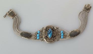 Preview: Neo Vintage Armband mit Schmucksteinen aus 800er Silber, Länge: 18,0 cm, Gewicht: 23,6g