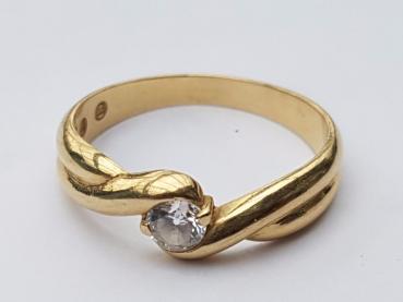 Schmucksteinring aus 585er Gold mit Zirkonia, Größe 56, Gewicht: 2,6g