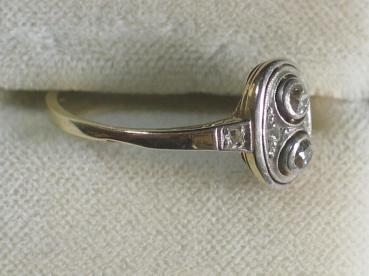Preview: Vintage Altschliff Diamantring 0.24 ct. 585er Gold und Platin, Größe 61, Gewicht: 2,7g