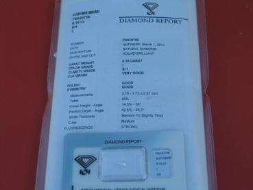 Preview: Diamant im Brillantschliff 0.19 ct / SI1 IGI Report
