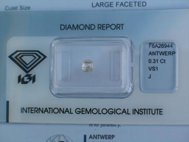 Diamant im Old Mine Cut 0.31 ct/ vs1 mit IGI Report