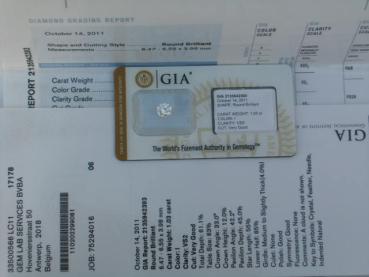Preview: Diamant im Brillantschliff "I" 1.03 ct/ VS 2 mit GIA Report
