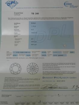 Preview: Diamant im Brillantschliff. 1.10 ct / H/ si2/ G/ VG/ VG/ DPL Report
