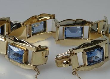Aquamarin Schmuckarmband mit 22 ct., 585er Gold , Länge 16,5 cm, Gewicht: 24,8g