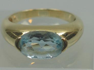 Preview: Aquamarinring mit 2.0 ct. aus 585er Gold, Größe 57, Gewicht: 4,1g