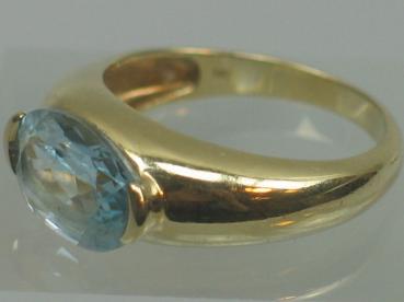 Preview: Aquamarinring mit 2.0 ct. aus 585er Gold, Größe 57, Gewicht: 4,1g