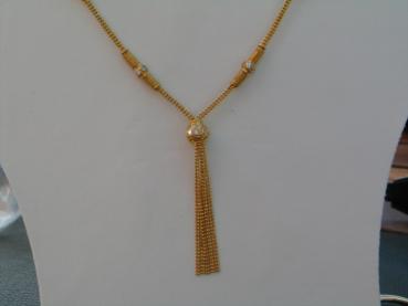 Wunderschönes Goldkettencollier aus dem Orient aus 21 kt Gold mit Kristallbesatz, Länge 40, Gewicht: 16,7g