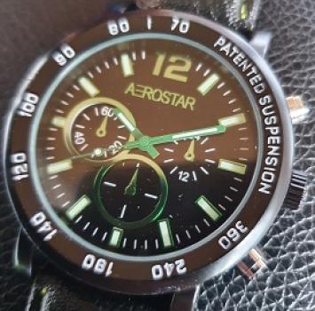 Preview: Aerostar Herrenuhr mit Kunstlederband, Chronolook