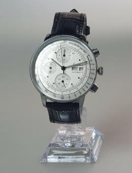 Preview: Lubin Automatik Herrenuhr mit schwarzem Lederarmband