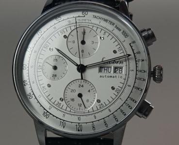 Preview: Lubin Automatik Herrenuhr mit schwarzem Lederarmband