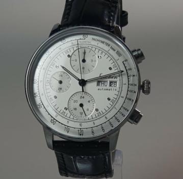 Lubin Automatik Herrenuhr mit schwarzem Lederarmband