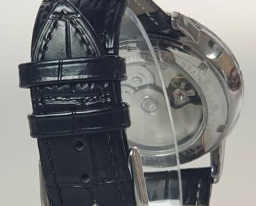 Lubin Automatik Herrenuhr mit schwarzem Lederarmband