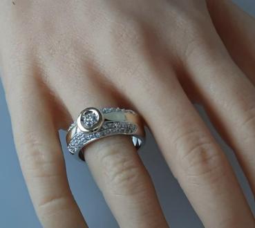 Christ Brillantring 55 Diamanten 1.5 ct. aus 585er Weiß- Gelbgold, Größe 59, Gewicht: 11,3g