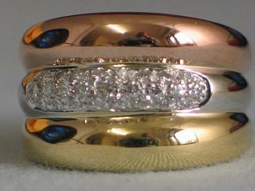 Tricolor Brillantring WEMPE aus 750er Gold mit 25 Diamanten 0.23 ct. if-TW Größe 51 mit Originalzertifikat