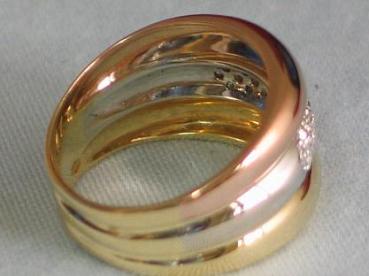 Preview: Tricolor Brillantring WEMPE aus 750er Gold mit 25 Diamanten 0.23 ct. if-TW Größe 51 mit Originalzertifikat