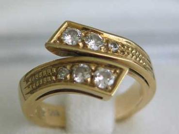 Diamantring aus 585er Gelbgold mit 6 Diamanten, Größe 48, Gewicht: 6,7g
