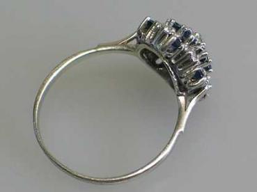 Ring aus 333er Weißgold mit Diamanten und Topas Edelsteinen, Größe 61, Gewicht: 4,0g