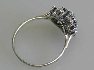 Preview: Ring aus 333er Weißgold mit Diamanten und Topas Edelsteinen, Größe 61, Gewicht: 4,0g
