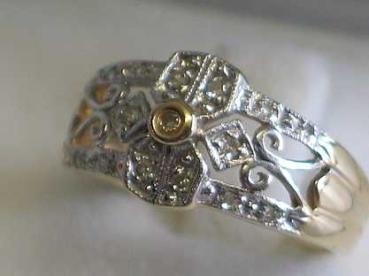 Preview: Diamantring aus 585er Gelbgold mit 15 Diamanten, Größe 51, Gewicht: 3,3g