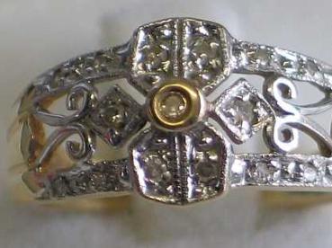 Preview: Diamantring aus 585er Gelbgold mit 15 Diamanten, Größe 51, Gewicht: 3,3g