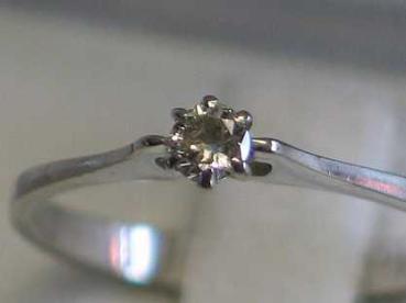 Weißgold Brillantsolitär mit 0.11 ct. ,750er Gold, Größe 54, Gewicht: 2,2g