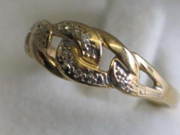 Schicker Damenring aus 585er Gold mit 10 Diamanten, Größe 54, Gewicht: 2,1g