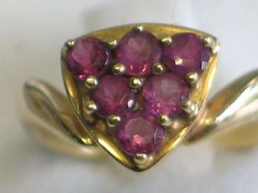 Preview: Damenring aus 375er Gelbgold mit 6 Amethysten, Größe 52 Gewicht:3,2g