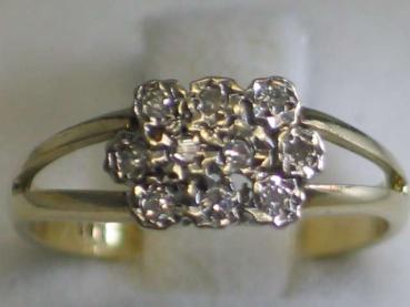 Schicker Damenring aus 585er Gold mit 10 Diamanten, Größe 51, Gewicht: 2,1g